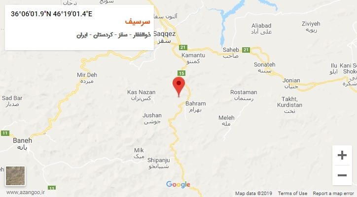 روستای سرسیف بر روی نقشه