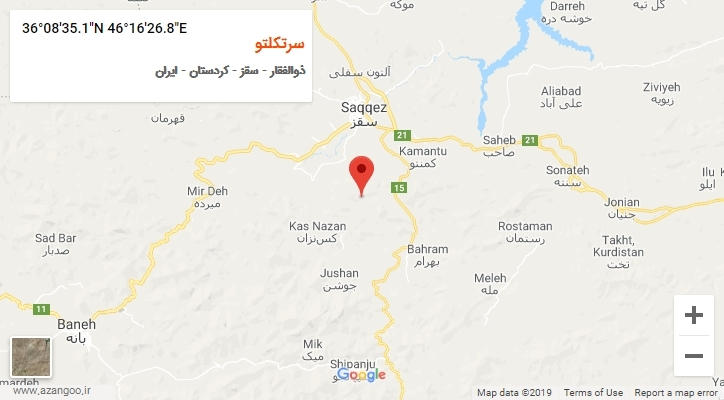 روستای سرتکلتو بر روی نقشه