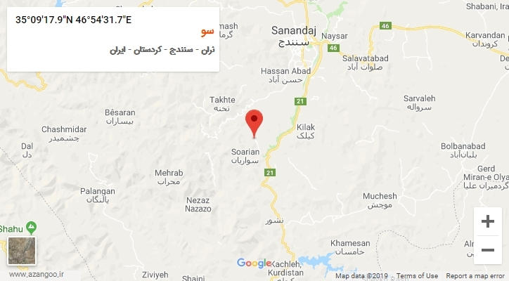 روستای سو بر روی نقشه