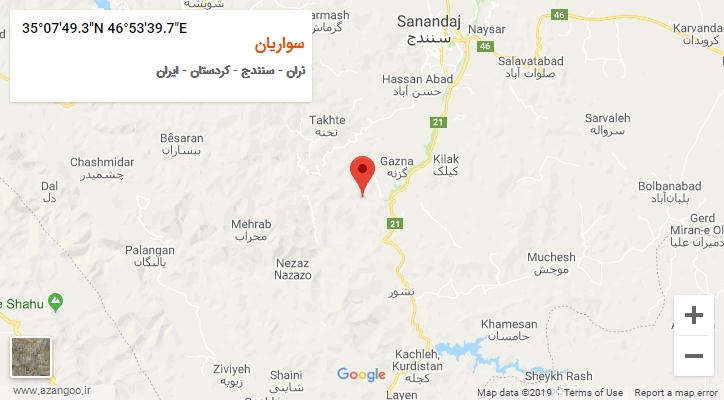 روستای سواریان بر روی نقشه