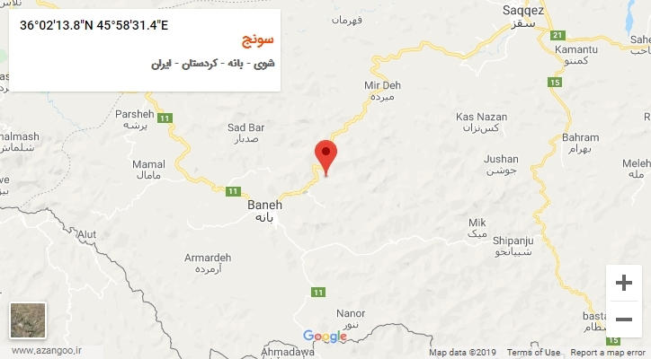 روستای سونج بر روی نقشه