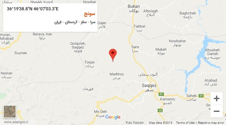 روستای سونج بر روی نقشه