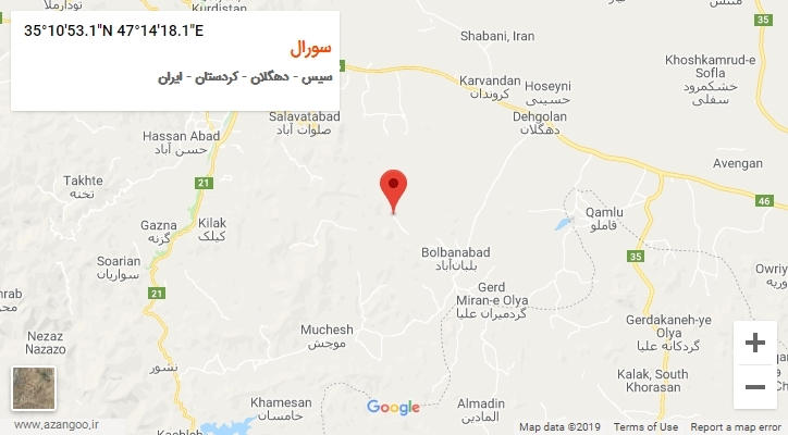 روستای سورال بر روی نقشه