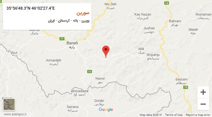روستای سورین بر روی نقشه
