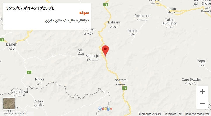 روستای سوته بر روی نقشه