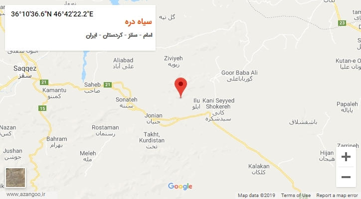 روستای سیاه دره بر روی نقشه