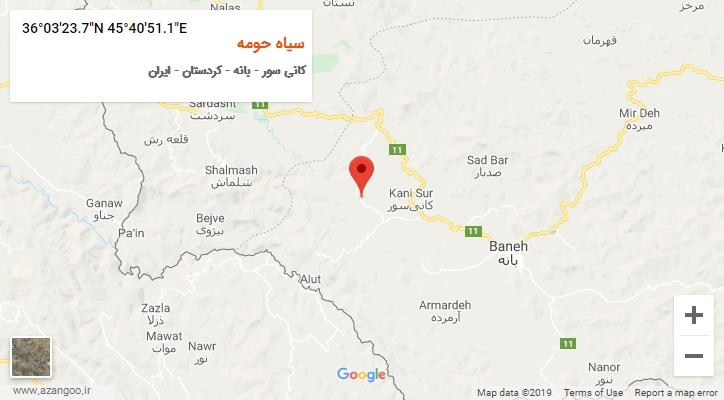 روستای سیاه حومه بر روی نقشه