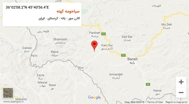 روستای سیاحومه کهنه بر روی نقشه