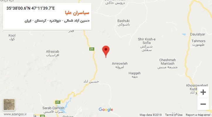 روستای سیاسران علیا بر روی نقشه