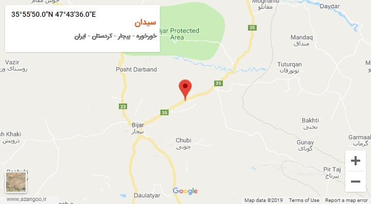 روستای سیدان بر روی نقشه