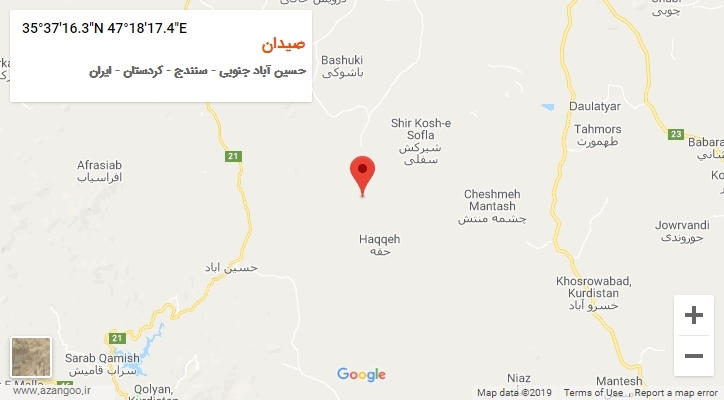 روستای صیدان بر روی نقشه