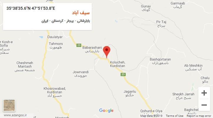 روستای سیف آباد بر روی نقشه