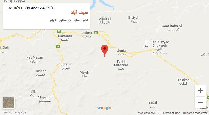 روستای سیف آباد بر روی نقشه