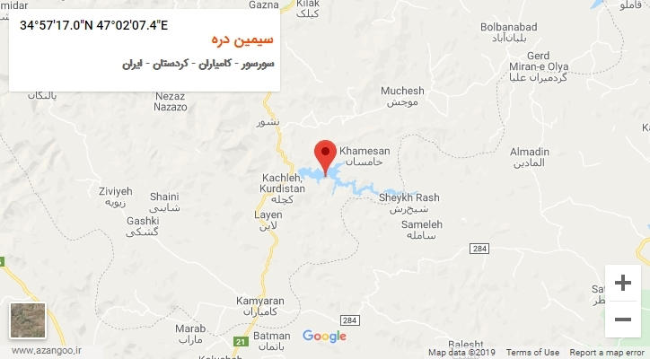 روستای سیمین دره بر روی نقشه