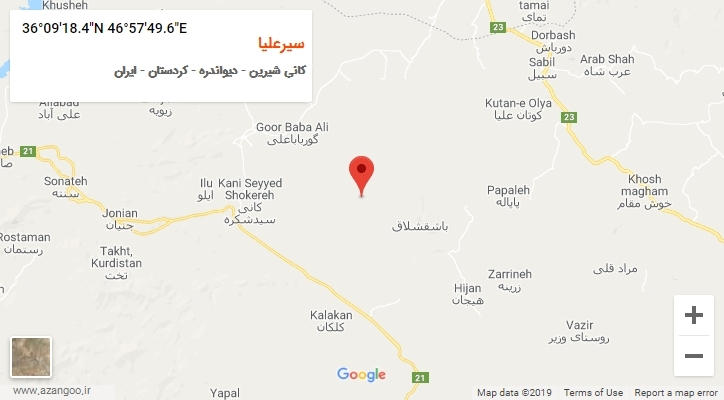 روستای سیرعلیا بر روی نقشه