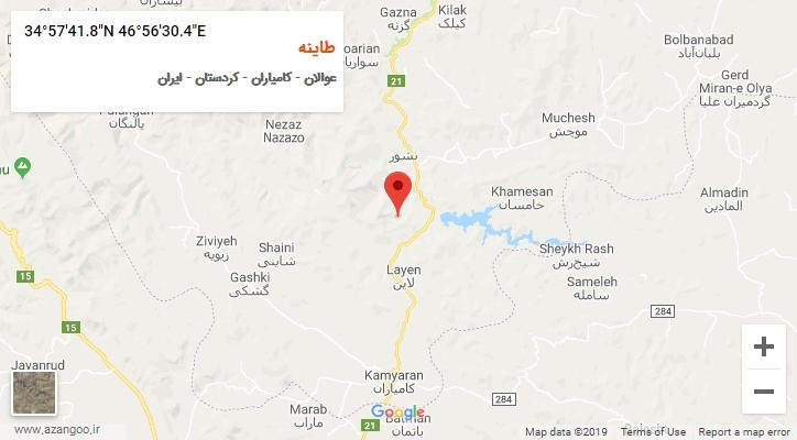 روستای طاینه بر روی نقشه