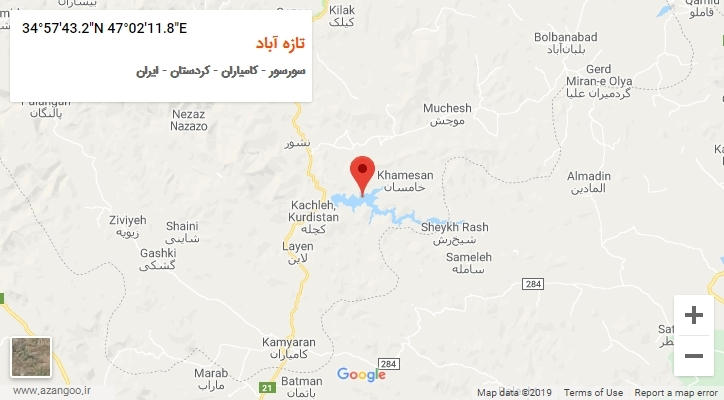 روستای تازه آباد بر روی نقشه