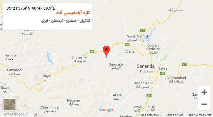 روستای تازه آبادعیسی آباد بر روی نقشه