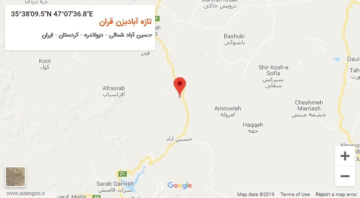 روستای تازه آبادبزن قران بر روی نقشه