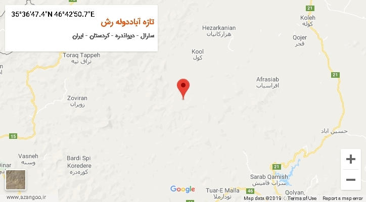 روستای تازه آباددوله رش بر روی نقشه