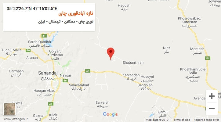 روستای تازه آبادقوری چای بر روی نقشه