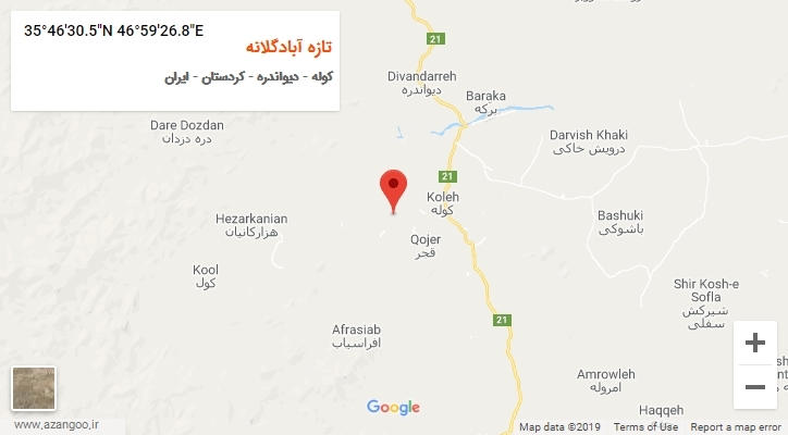 روستای تازه آبادگلانه بر روی نقشه