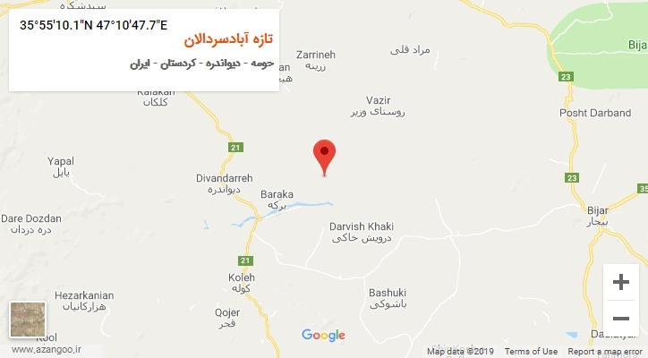 روستای تازه آبادسردالان بر روی نقشه
