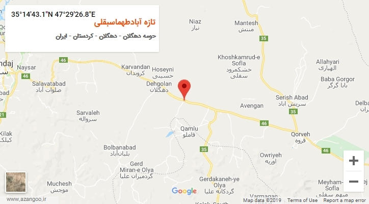 روستای تازه آبادطهماسبقلی بر روی نقشه