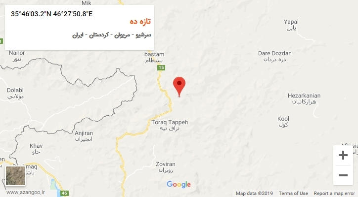 روستای تازه ده بر روی نقشه