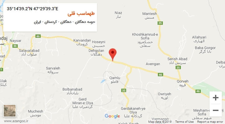 روستای طهماسب قلی بر روی نقشه