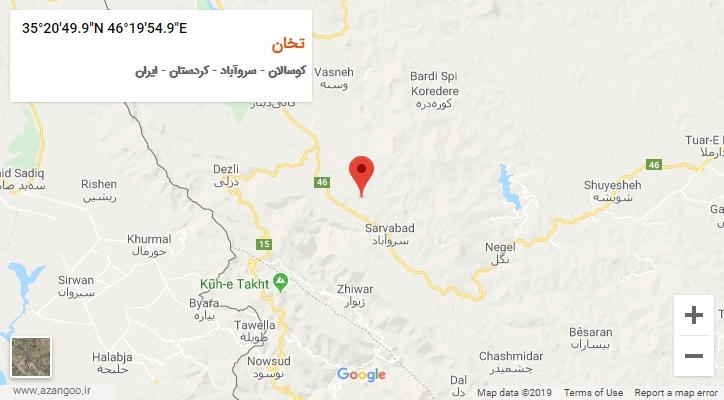 روستای تخان بر روی نقشه