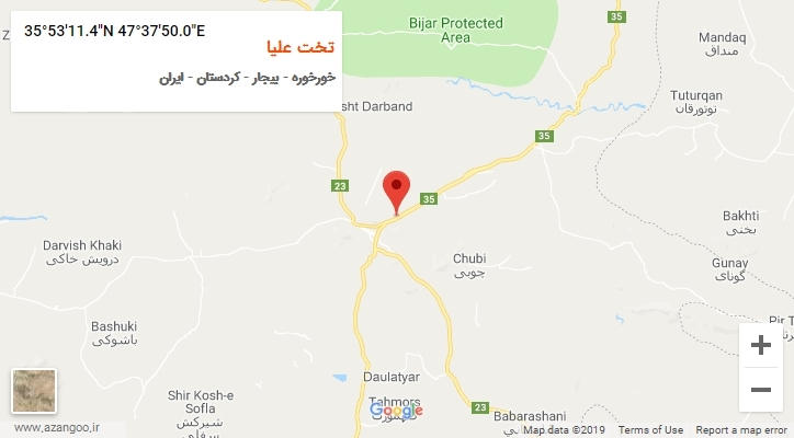 روستای تخت علیا بر روی نقشه