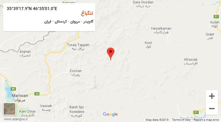 روستای تنگباغ بر روی نقشه