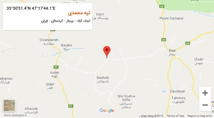 روستای تپه محمدی بر روی نقشه