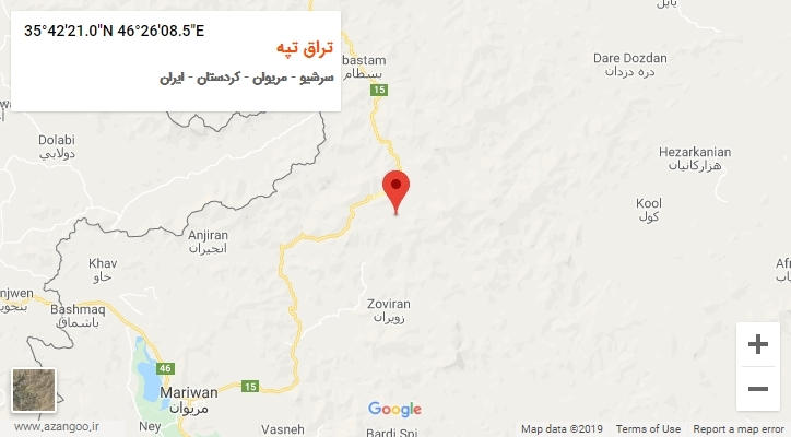 روستای تراق تپه بر روی نقشه