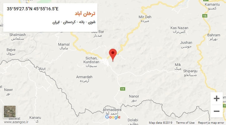 روستای ترخان آباد بر روی نقشه