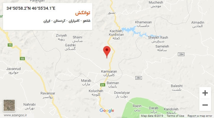 روستای توانکش بر روی نقشه