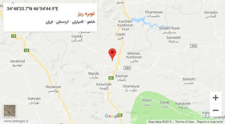 روستای توبره ریز بر روی نقشه