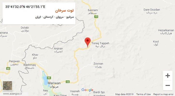 روستای توت سرخان بر روی نقشه