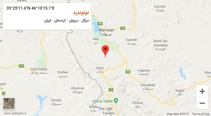 روستای توتوندره بر روی نقشه
