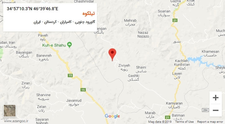 روستای تیلکوه بر روی نقشه