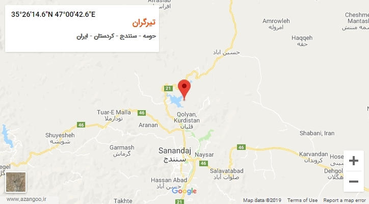 روستای تیرگران بر روی نقشه