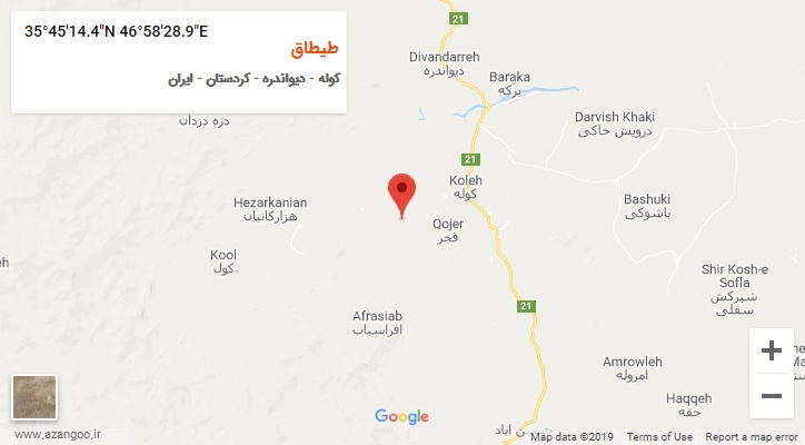 روستای طیطاق بر روی نقشه