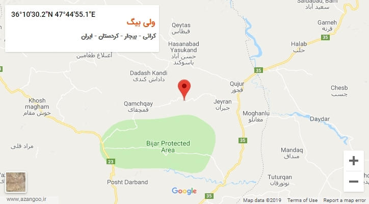 روستای ولی بیگ بر روی نقشه