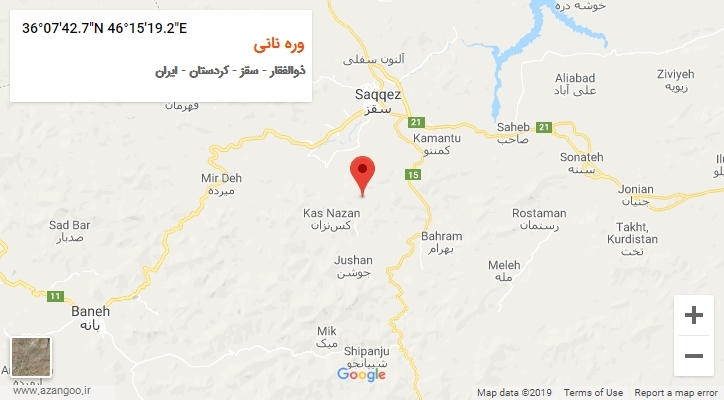 روستای وره نانی بر روی نقشه