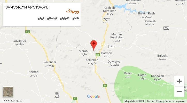 روستای ورمهنگ بر روی نقشه