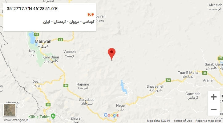 روستای ورو بر روی نقشه