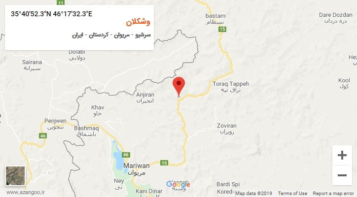 روستای وشکلان بر روی نقشه