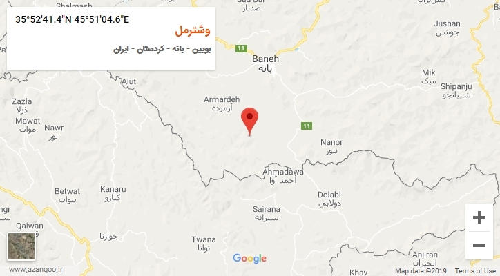 روستای وشترمل بر روی نقشه