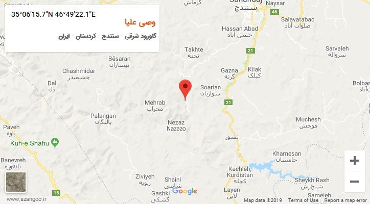 روستای وصی علیا بر روی نقشه